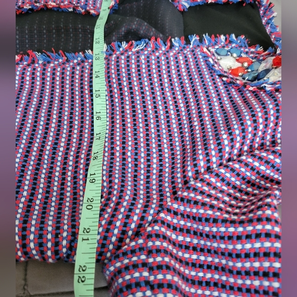 Pinko | NWOT Italian Multicolor Embellished Jeweled Fringe Tweed Jacket - Picture 13 of 15